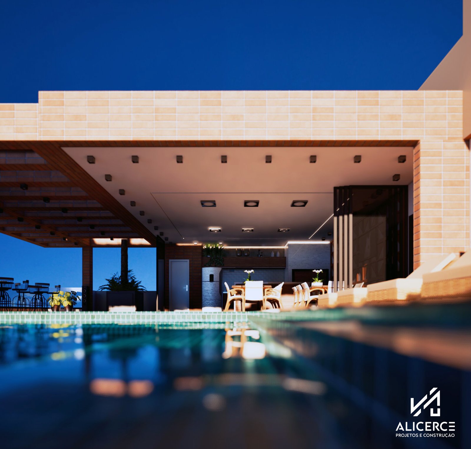 Rooftop Lounge e Piscina — Archviz Alicerce