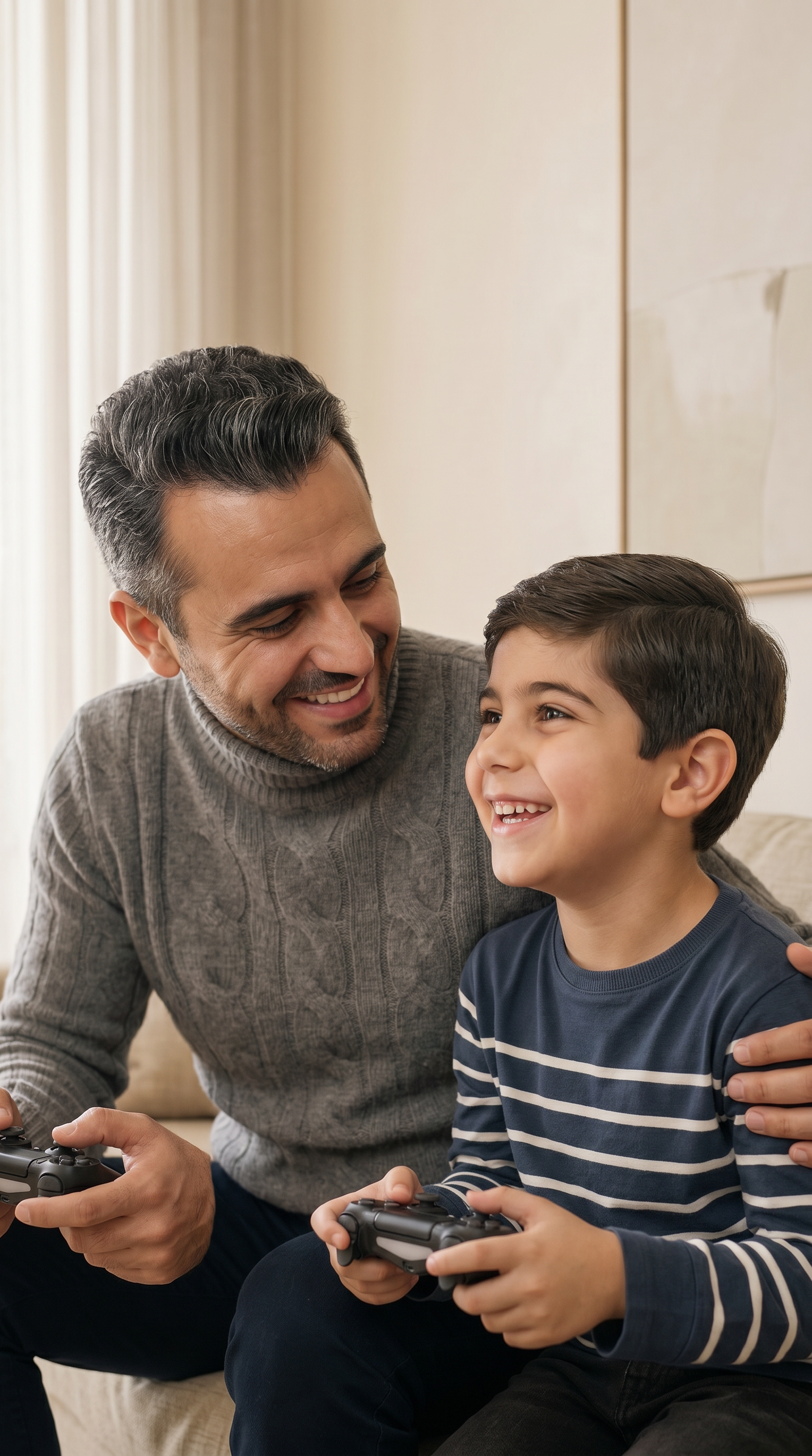 Pai e filho — Sacada do apartamento