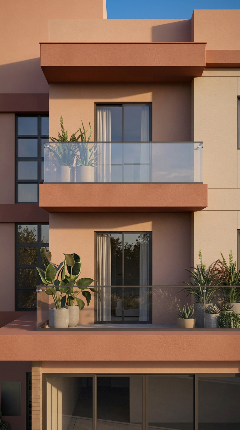 Residencial Vô Cezira — Detalhe da fachada com sacada