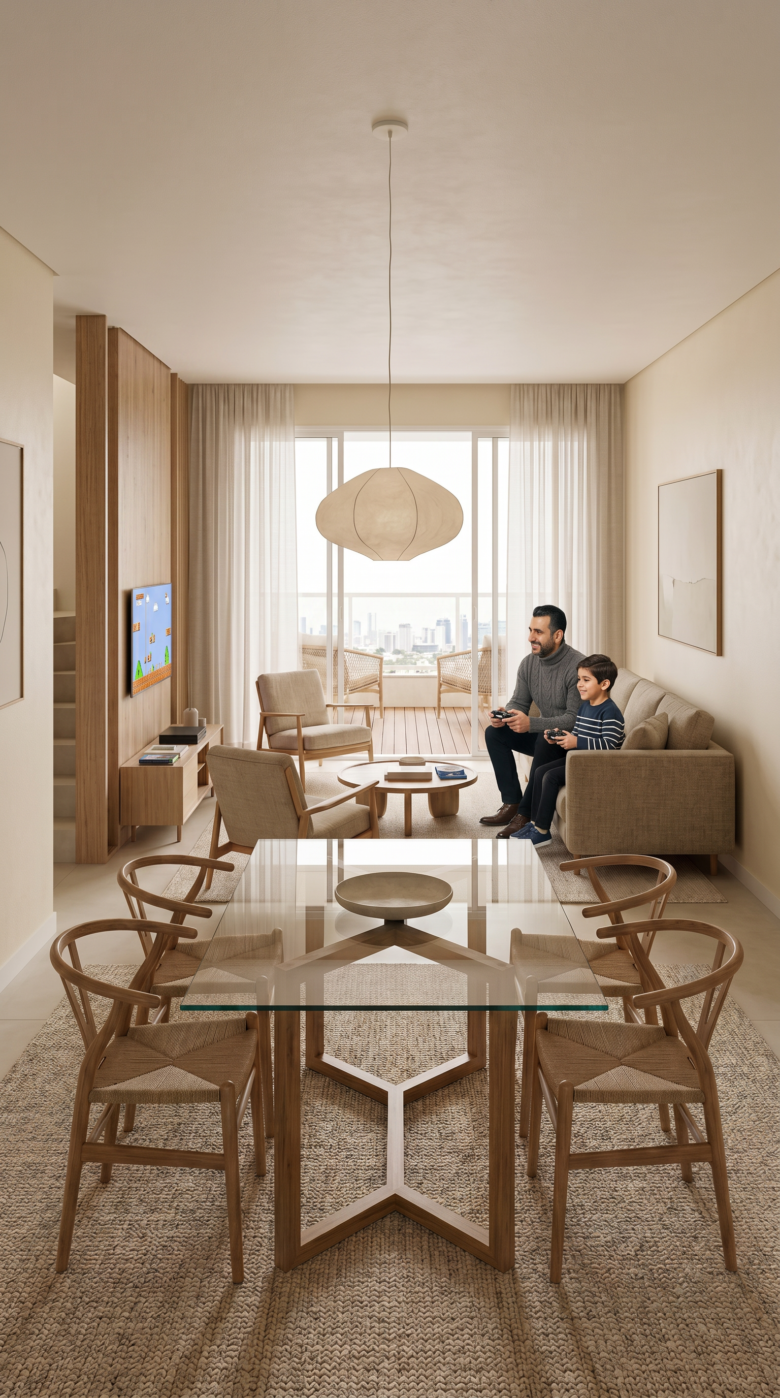 Apartamento 124 m² — Sala de estar e jantar integradas