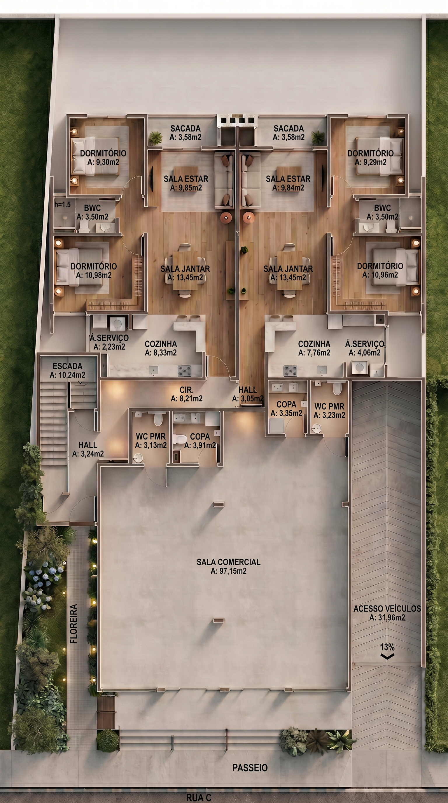 Planta baixa — Pavimento Térreo com sala comercial