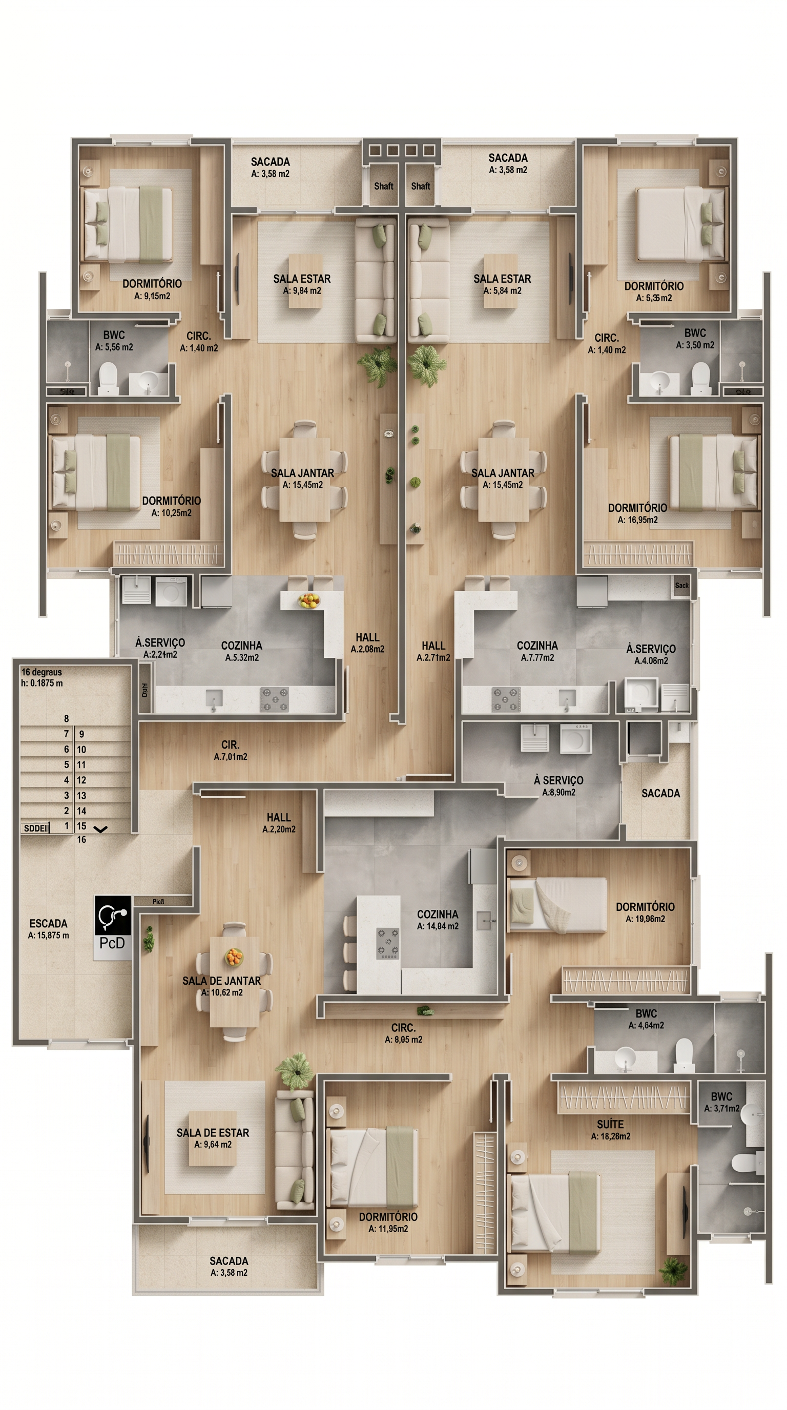 Planta baixa — Apartamento Tipo 2 (75 m²)